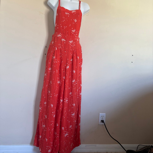 Free People Sweet In The Streets Orange Jumpsuit XS - Picture 4 of 13